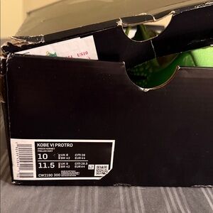 Nike Kobe VI Protro Shoes - Green/Black Basketball Sneakers 10 Men’s